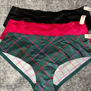 Victoria's Secret Green and Pink Plaid Bikini Bottoms